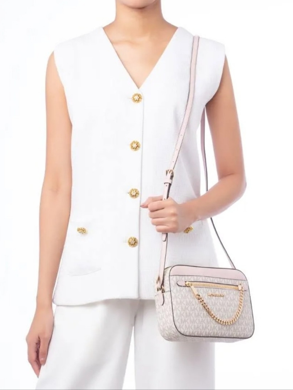 Michael Kors Jet Set Large Logo Crossbody Bag - Picture 13 of 14